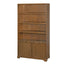 Tall Bookcase Storage Cabinet With 3 Open Shelves & Fluted Double Doors