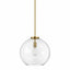 Gleam - Single Light Pendant Lamp With Clear Globe Satin - Antique Brass / Clear / Gold