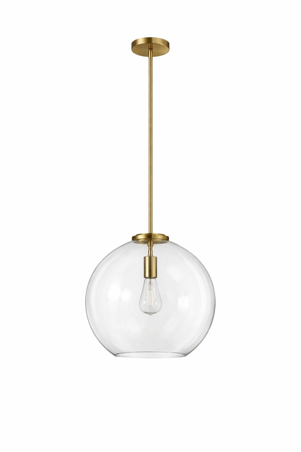 Gleam - Single Light Pendant Lamp With Clear Globe Satin - Antique Brass / Clear / Gold