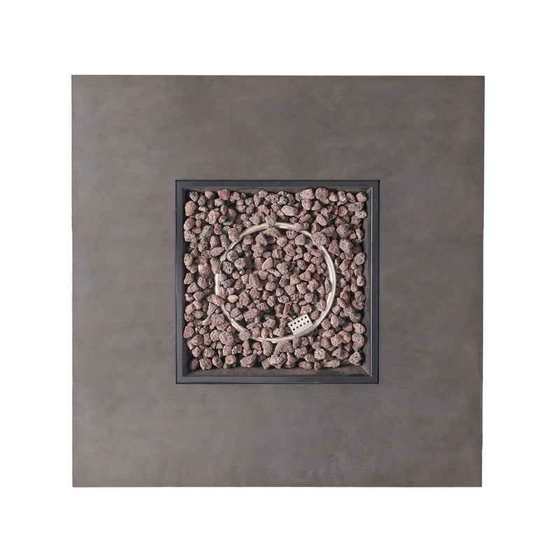 Modern Square Iron Fire Pit 50, 000 Btu - Stone Gray