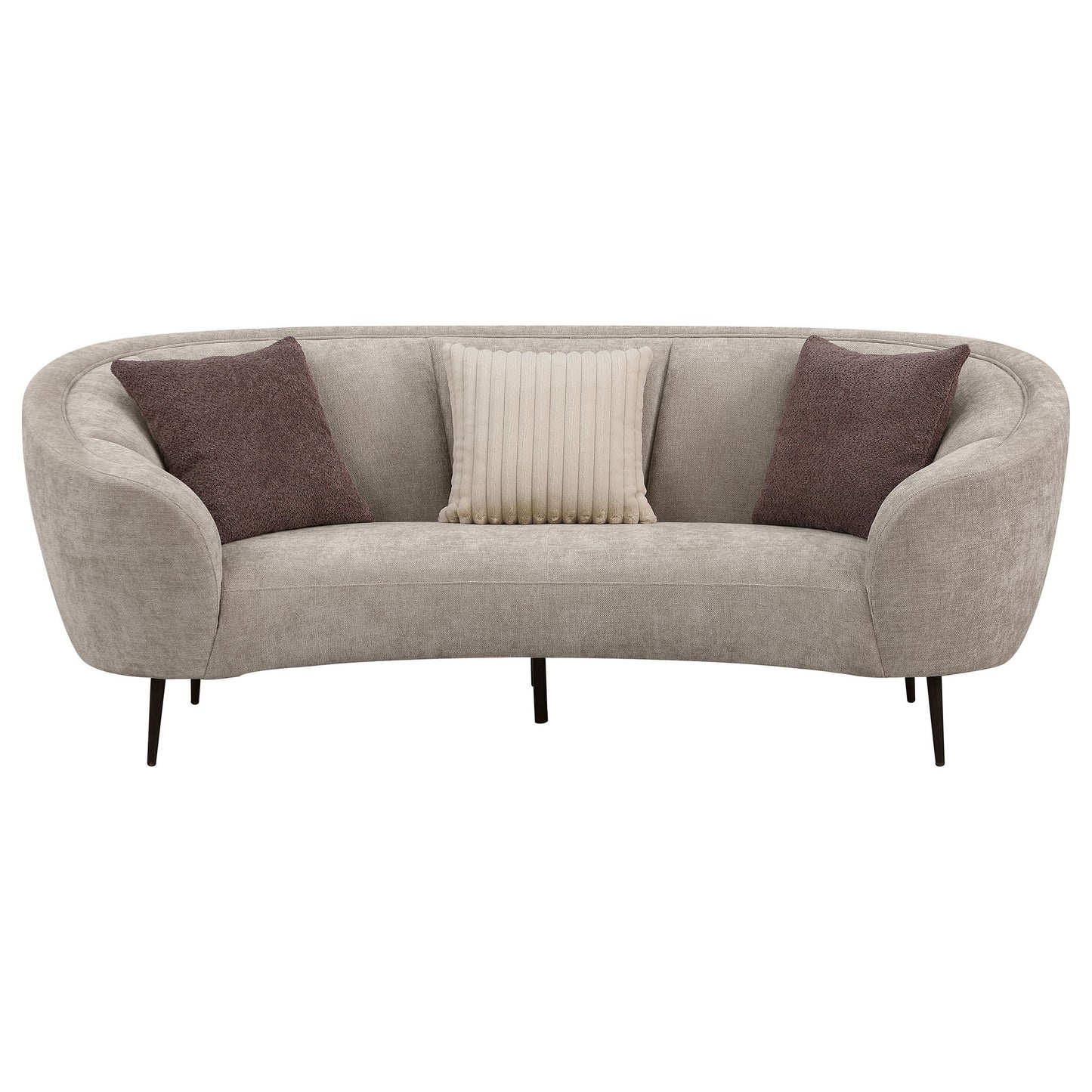 Aura - Upholstered Curved Sofa And Tapered Legs - Beige