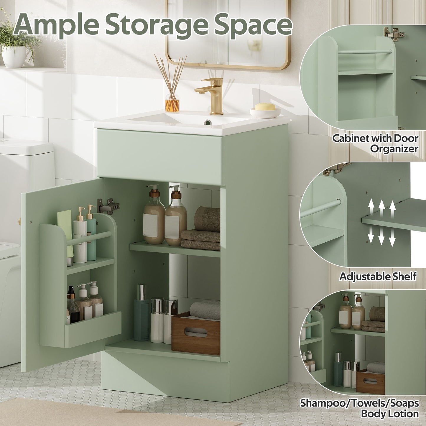 Bathroom Vanity With Sink, Cabinet With Adjustable Shelf