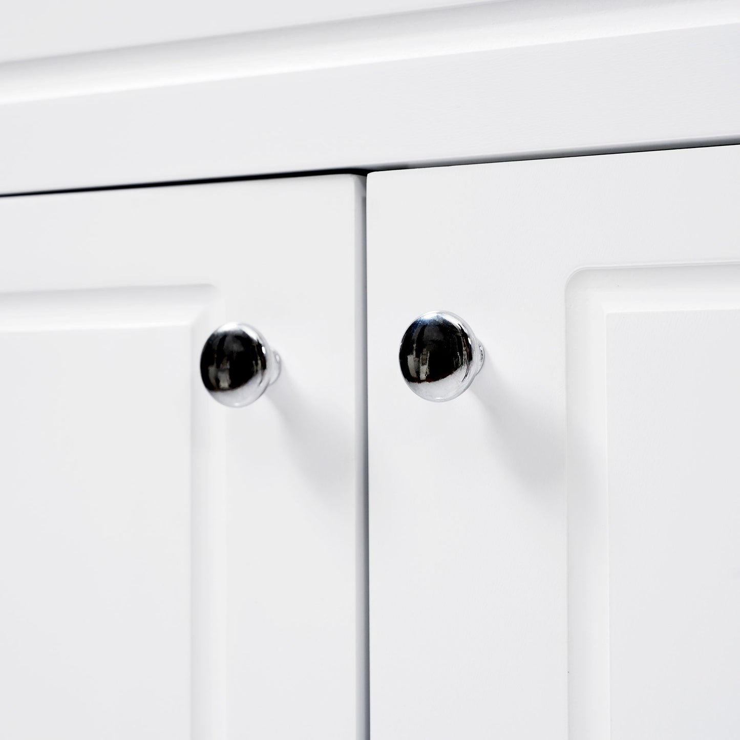 Bathroom Vanity Cabinet Only, 3 Drawers & 4 Doors With Double Layer Shelves - White