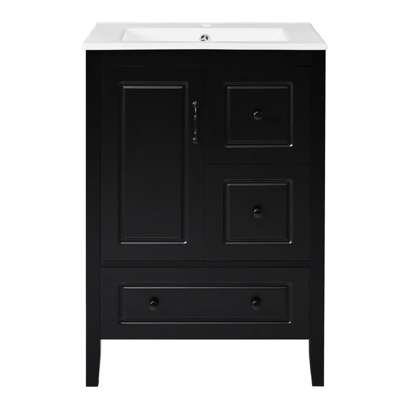 Retro Bathroom Vanity With Sink, Soft Closing Cabinet & Drawers