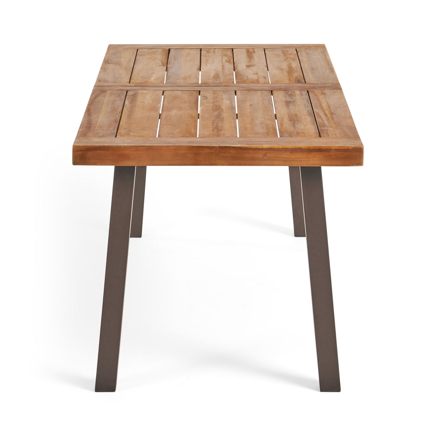 Della - Modern Industrial Dining Table With Acacia Wood Top - Teak