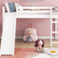 Full Loft Bed With Slide, Multifunctional Design - White
