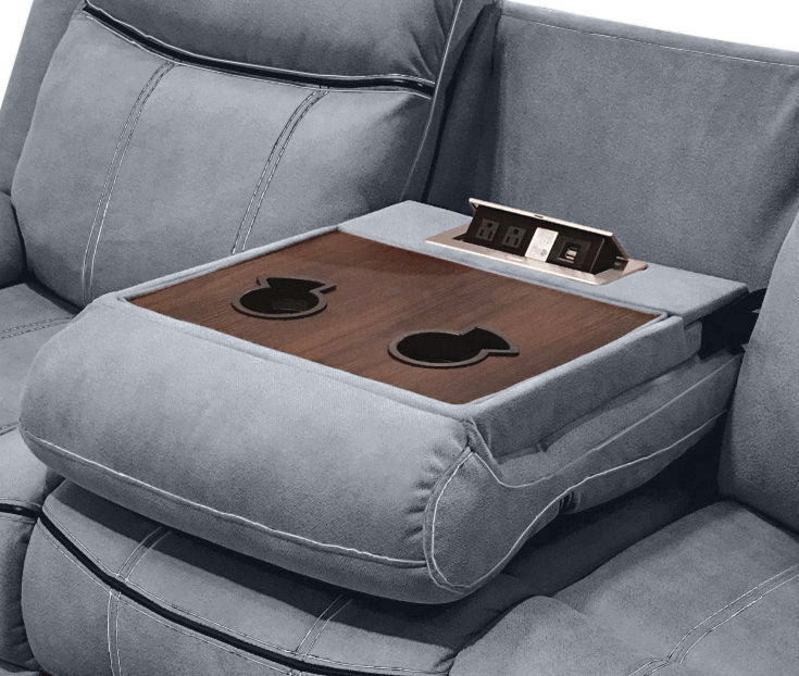 Zubaida - Two Tone Recliner Sofa With USB Port Drop Down Table