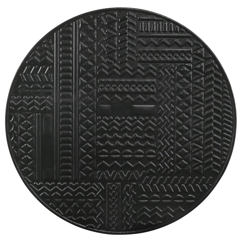 2 Piece Nesting Table With Embossed Tops And Base - Black