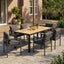 7 Piece Outdoor Dining Set With Table And 6 Chairs - Black / Gray / Teak