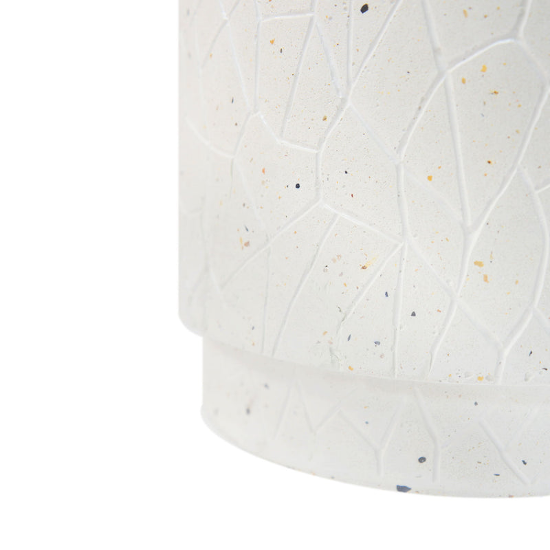 Outdoor Terrazzo Concrete Drum End Table, Living Room Accent Table - White Terrazzo