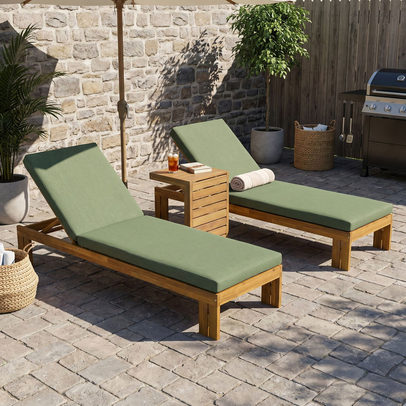 Outdoor Chaise Lounge Set & Side Table, 5 Position Adjustable Patio Recliner