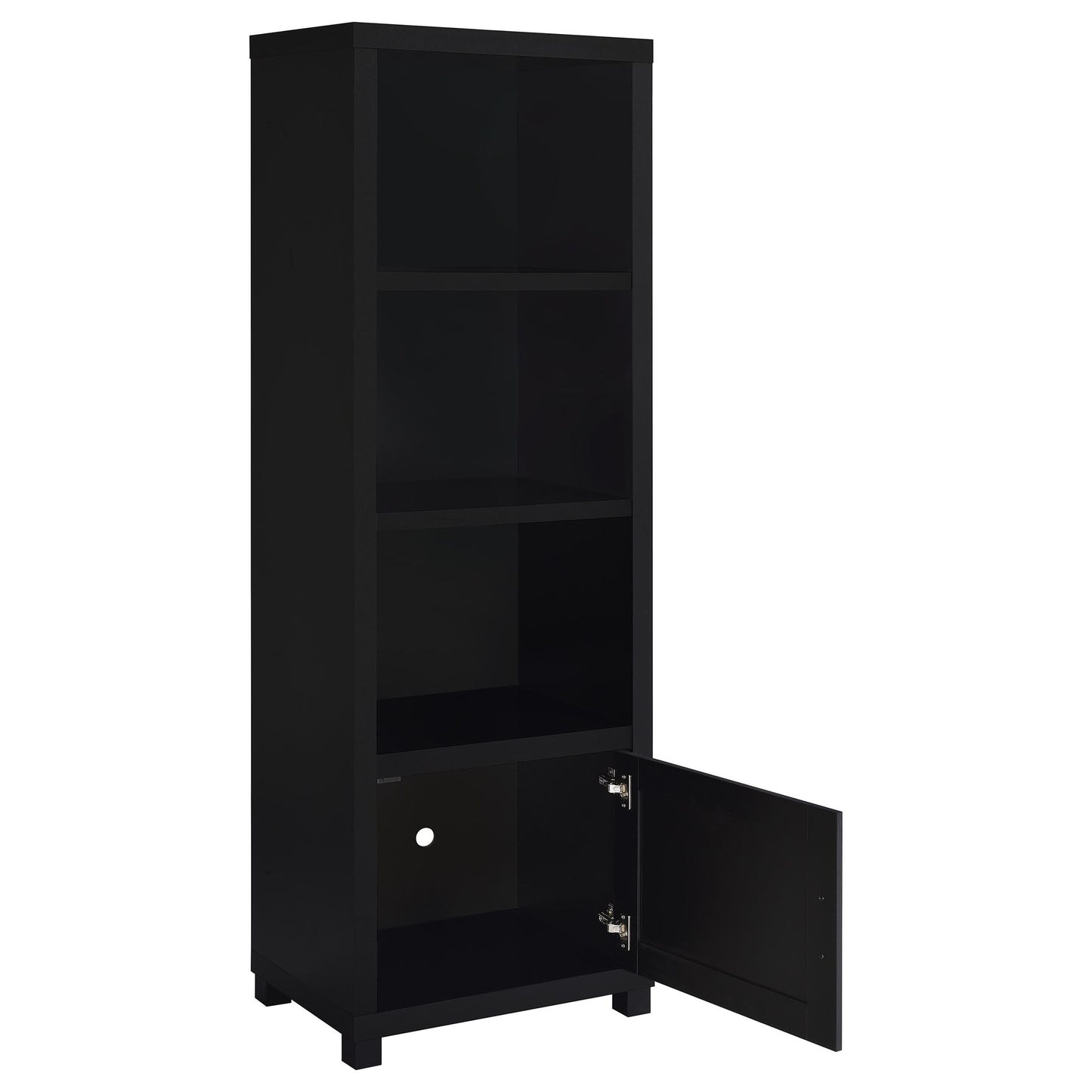 Sandl - 3 Shelf Media Tower With Cabinet Storage Solution - Black