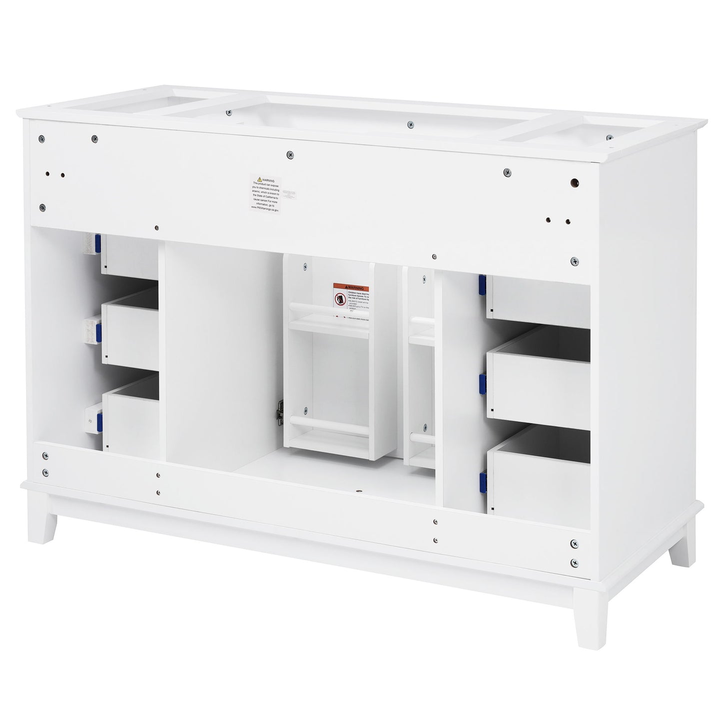 Bathroom Vanity Cabinet Only, 6 Soft Close Drawers & Double Doors - White