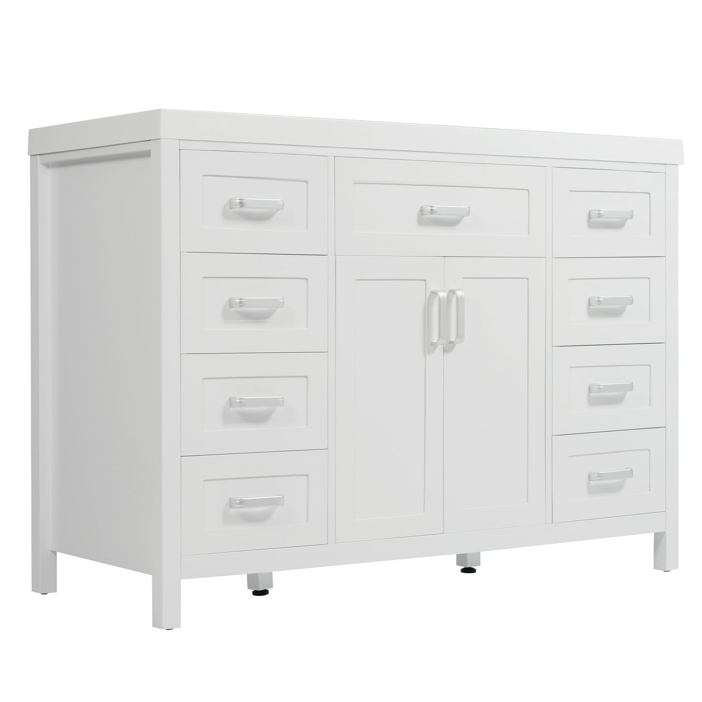 Bathroom Vanity With Sink, 2 Doors 8 Drawers, Soft Close System, Classic Design