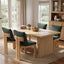 5 Piece Indoor Dining Set With Fluted Table Upholstered Chairs - Green / Natural