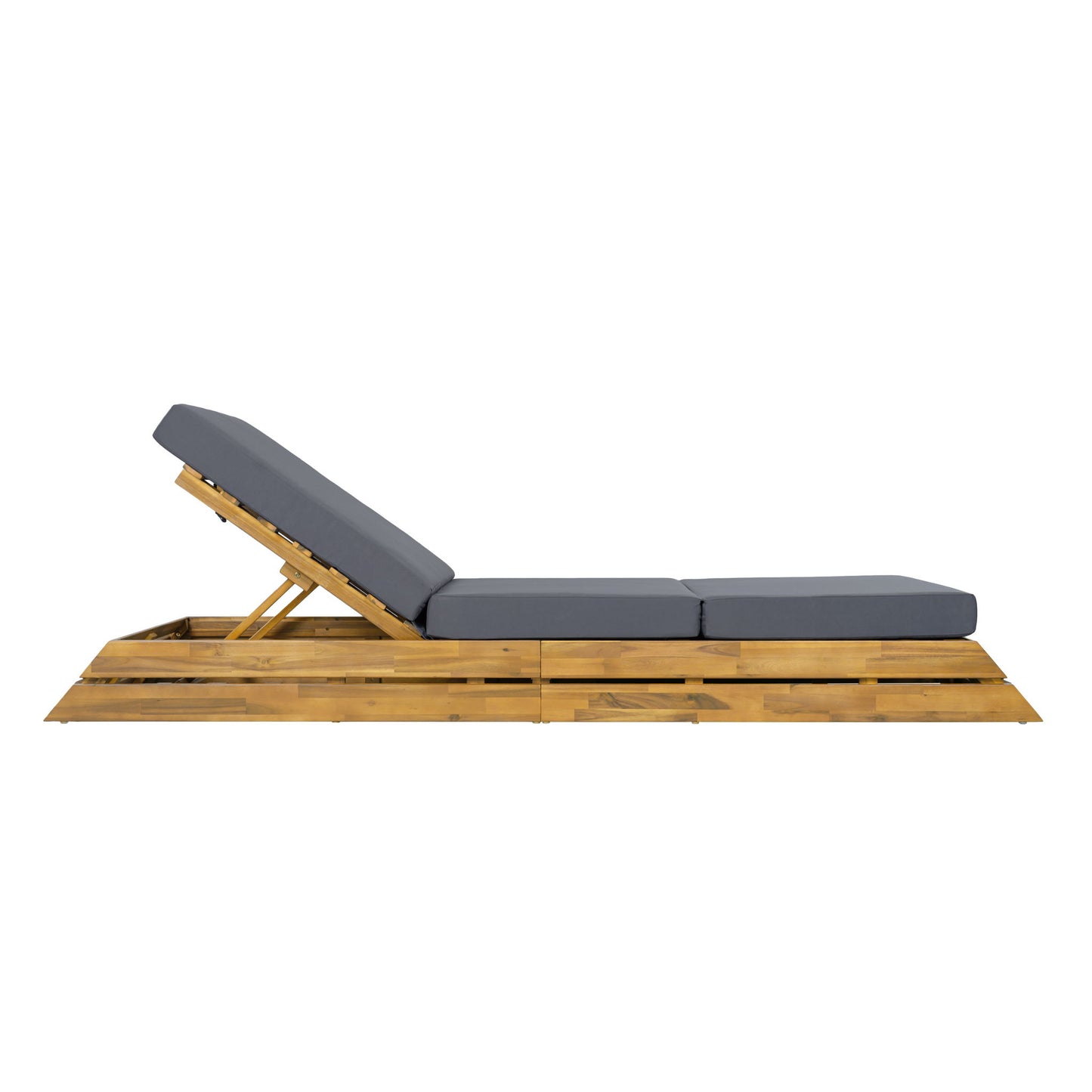 Chaise Lounge Set With Cream 3 Fold Cushion, 3 Position Adjustable Backrest