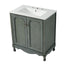 Vintage Bathroom Vanity With Ceramic Sink, Adjustable Shelves