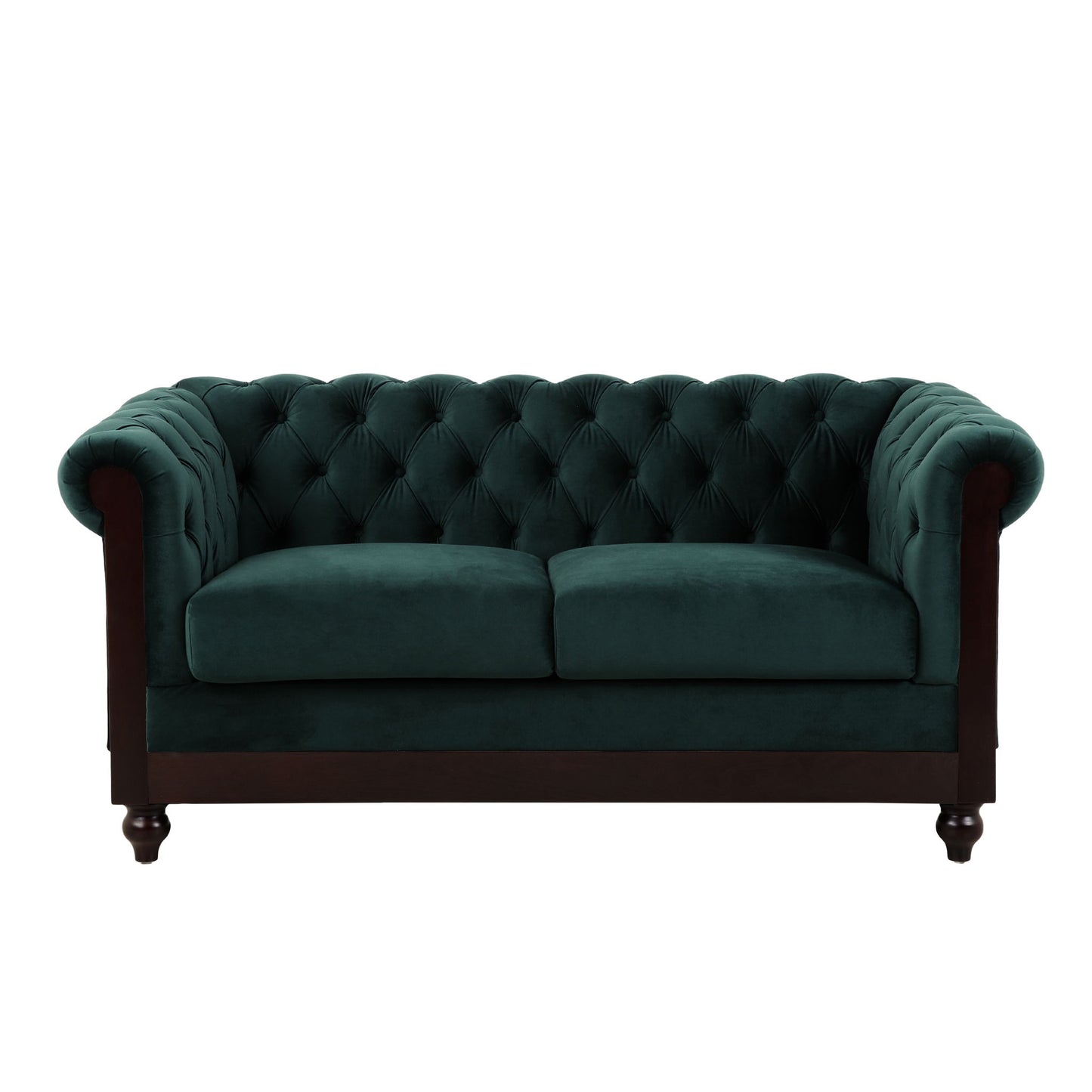 Chesterfield Loveseat Sofa, 2 Person Rolled Arm Upholstered Couch