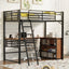 Loft Bed & 3 Layers Of Shelves And L-Shaped Desk