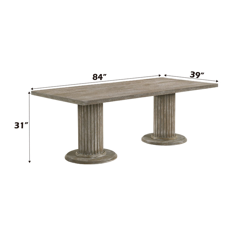 Gabrian - Juego de comedor de 7 piezas, madera recuperada - Beige / Gris