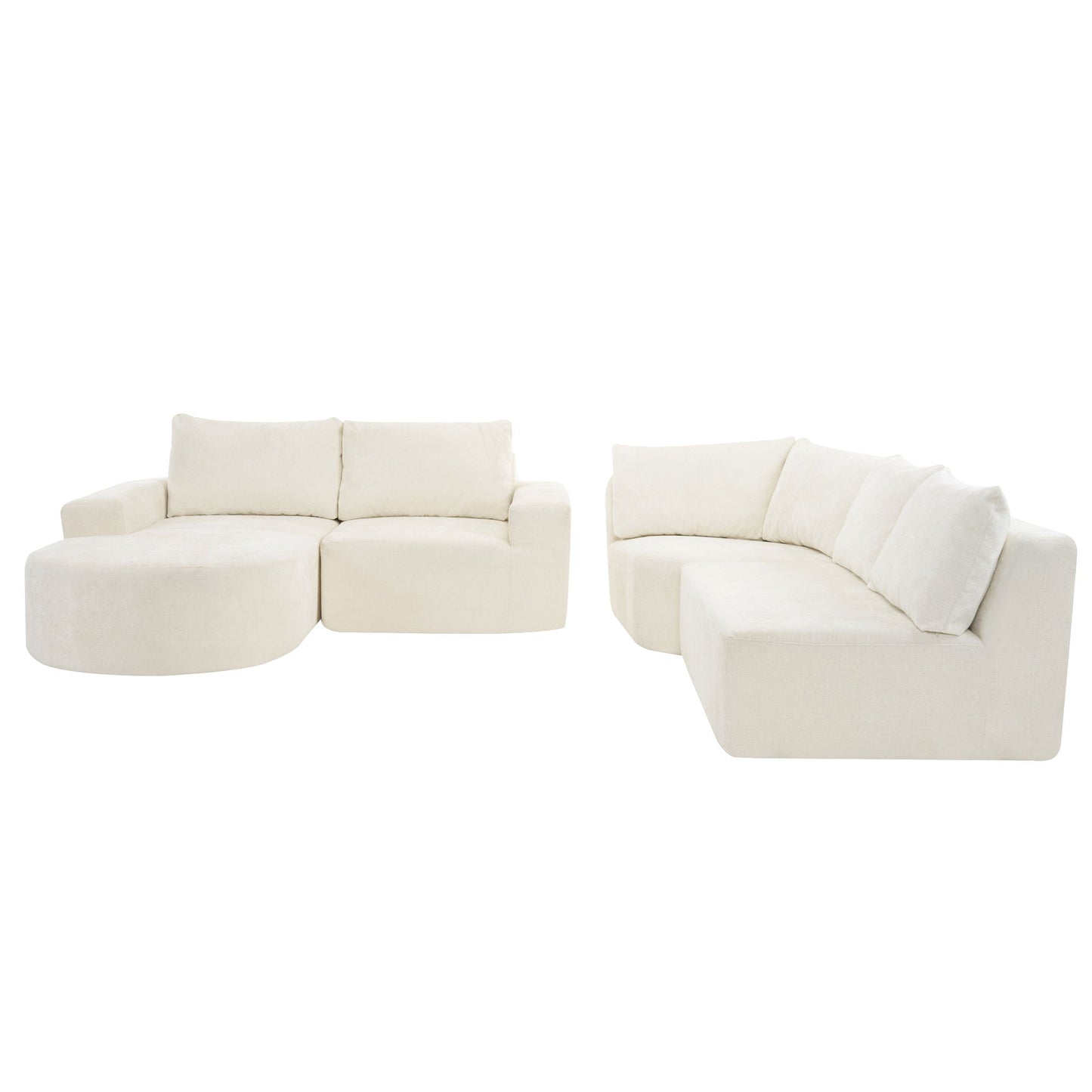 Modular Cloud Sectional Sofa Set, U-Shaped Upholstered Couch With Deep Seat