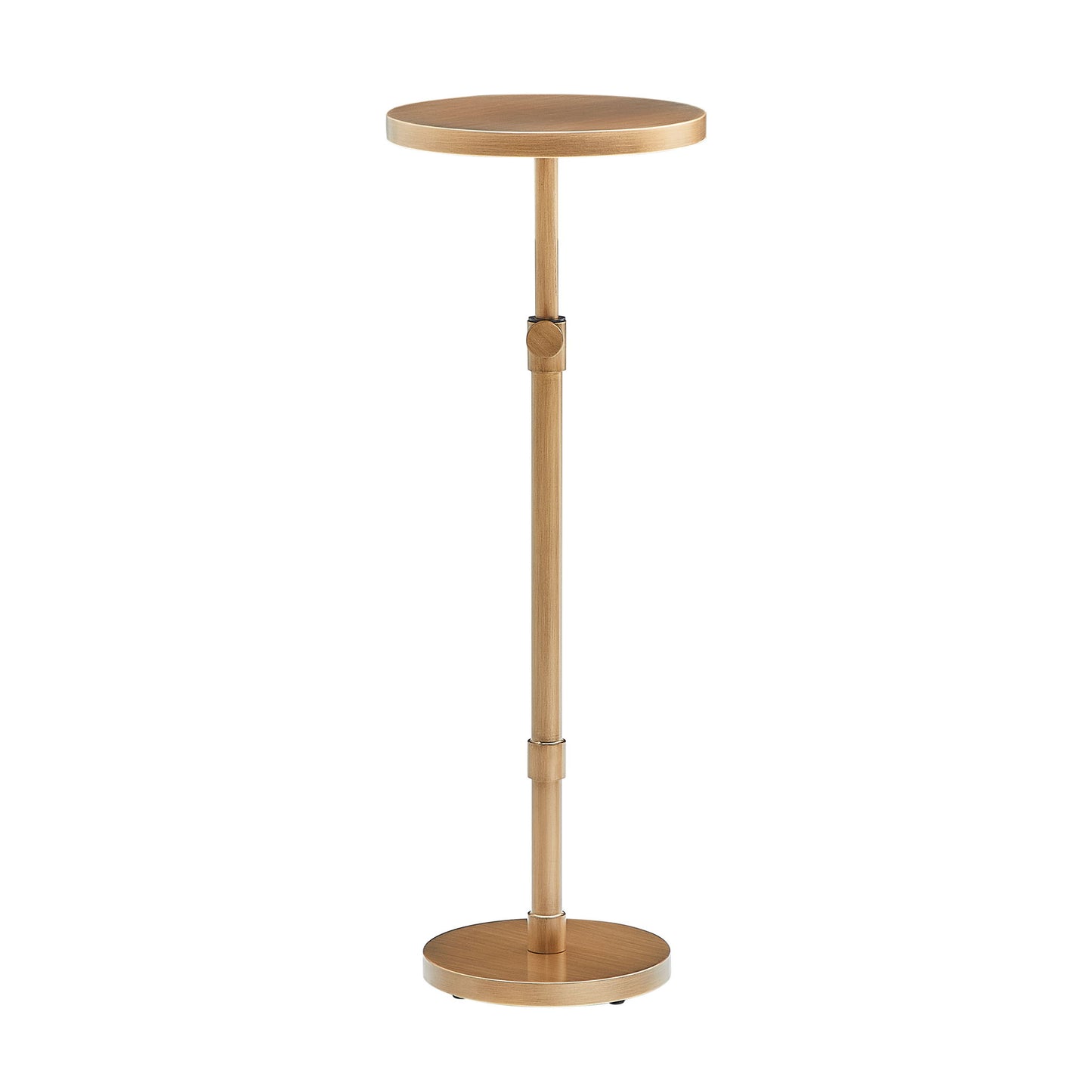 Morven - Adjustable Height Accent Table With Round Top - Antique Brass