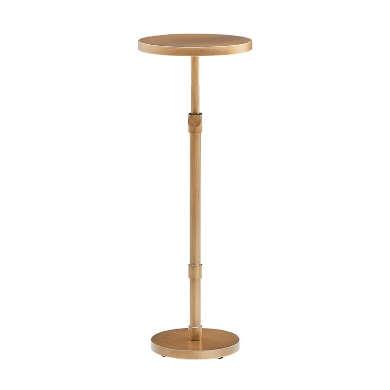Morven - Adjustable Height Accent Table With Round Top - Antique Brass