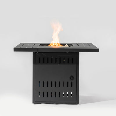 Propane Gas Fire Pit Table, 50000 Btu, Rectangular For Outside - Black