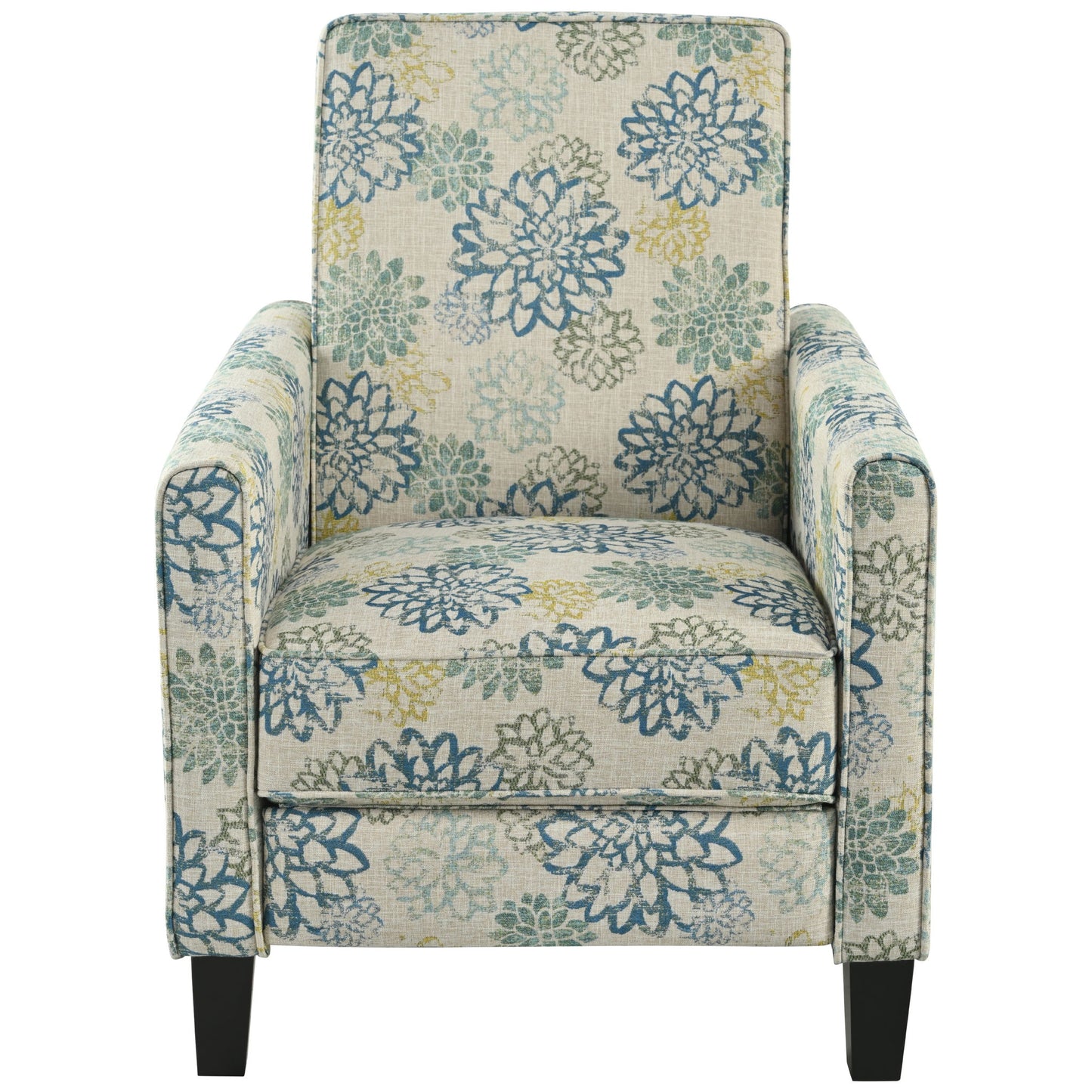 Upholstered Push Back Recliner Chair For Living Room - Blue