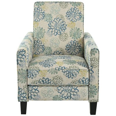 Upholstered Push Back Recliner Chair For Living Room - Blue