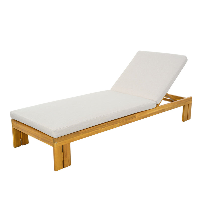 Outdoor Chaise Lounge Set & Side Table, 5 Position Adjustable Patio Recliner