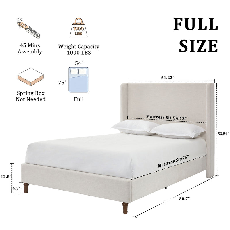 Harper - Tall Headboard Upholstered Bed / High Headboard / Elegant Simplicity / No Box Spring Needed