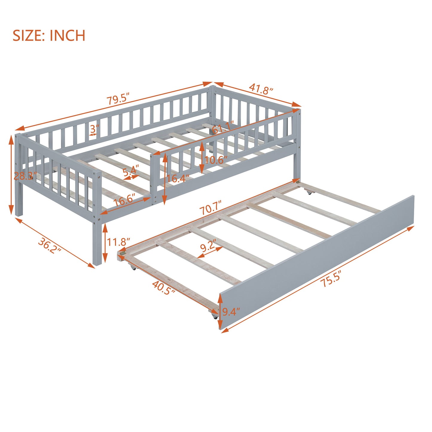 Multifunctional Wooden Daybed Bed