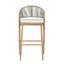 Outdoor Bar Height Metal Frame Counter Stools With Scallop Shaped Backrest & Water Resistant Cushions