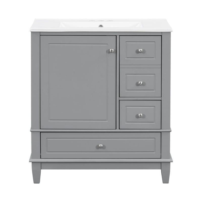 Freestanding Bathroom Vanity With Sink, Soft Close Door, 3 Drawers