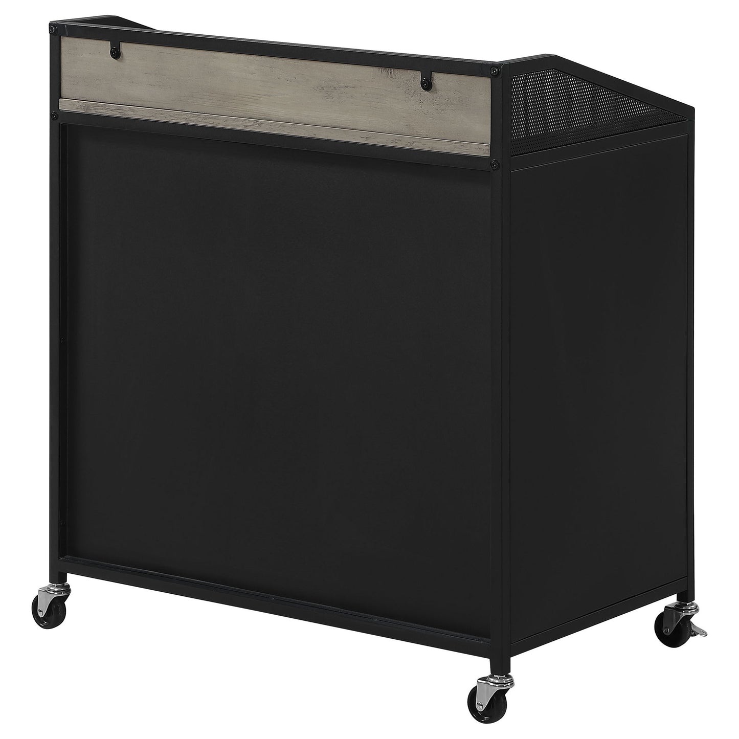 Arlette - 2 Door Mobile Home Bar Wine Cabinet With Smooth Rolling Casters - Black