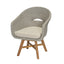 Modern Coastal Rattan Dining Chairs, (Set of 2), Solid Wood Legs - Beige