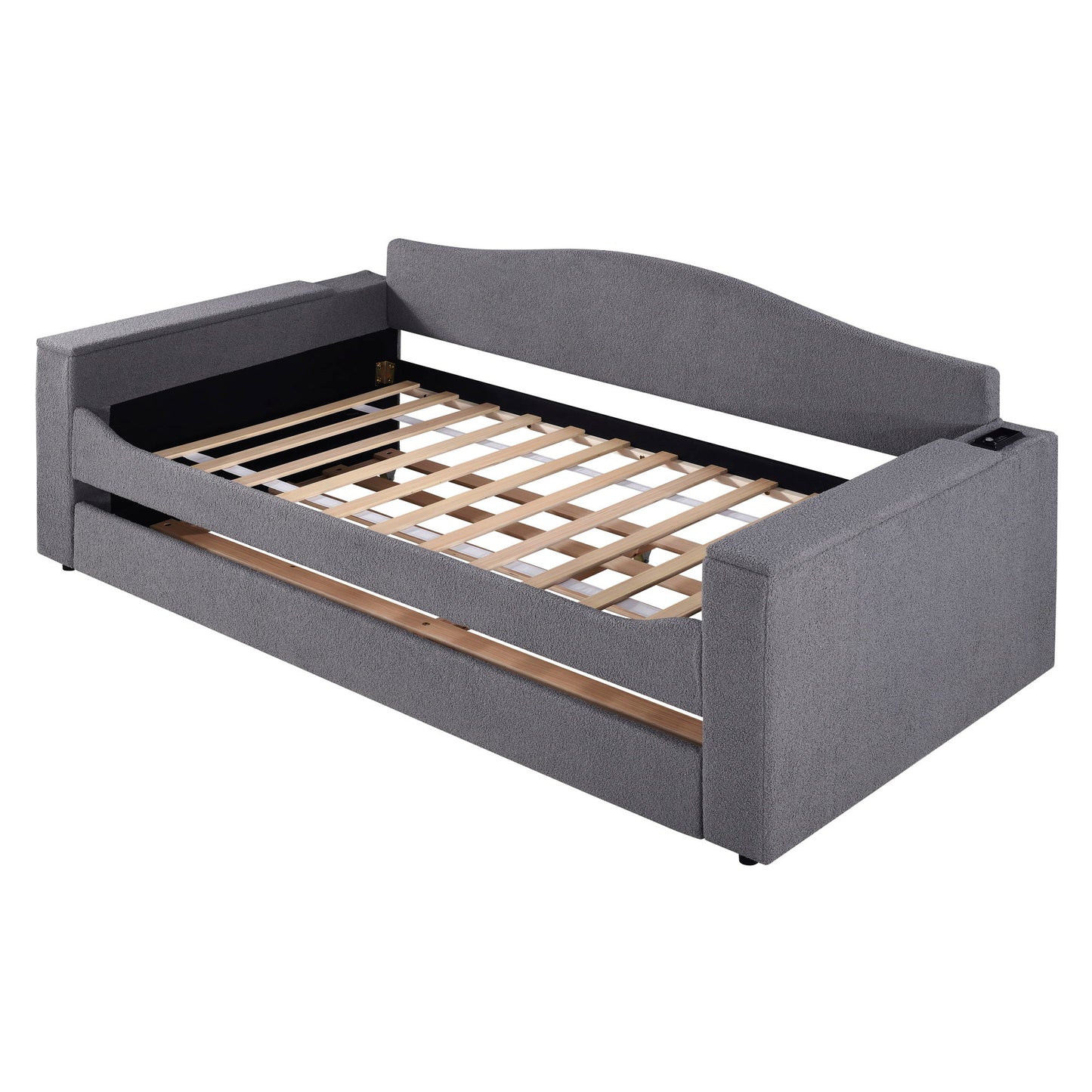 Upholstered Daybed With Storage Armrests, Trundle And Latest Integrated tooth Audio System
