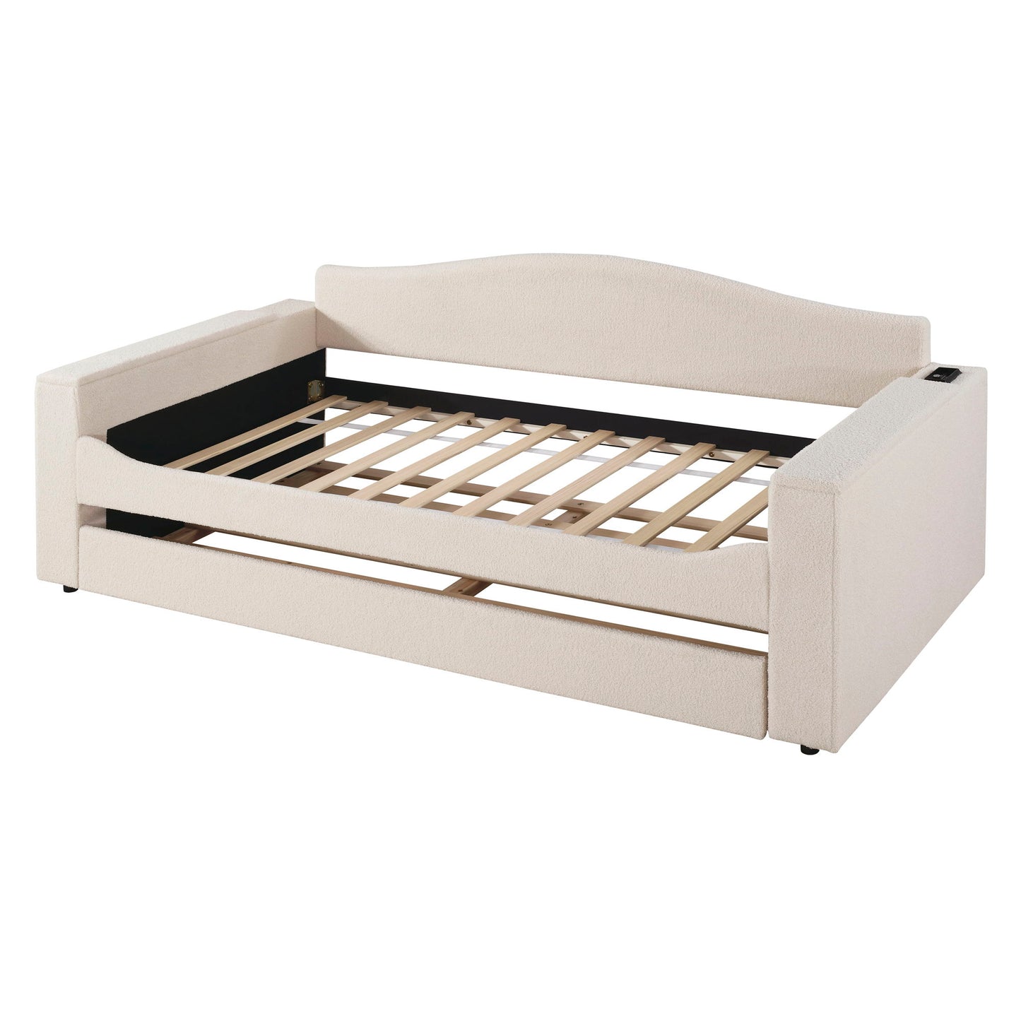 Upholstered Daybed With Storage Armrests, Trundle And Latest Integrated tooth Audio System