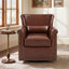 Swivel Accent Chair With Rolled Arm, Sewn Pillow Back, Nailhead Trim For Living Room