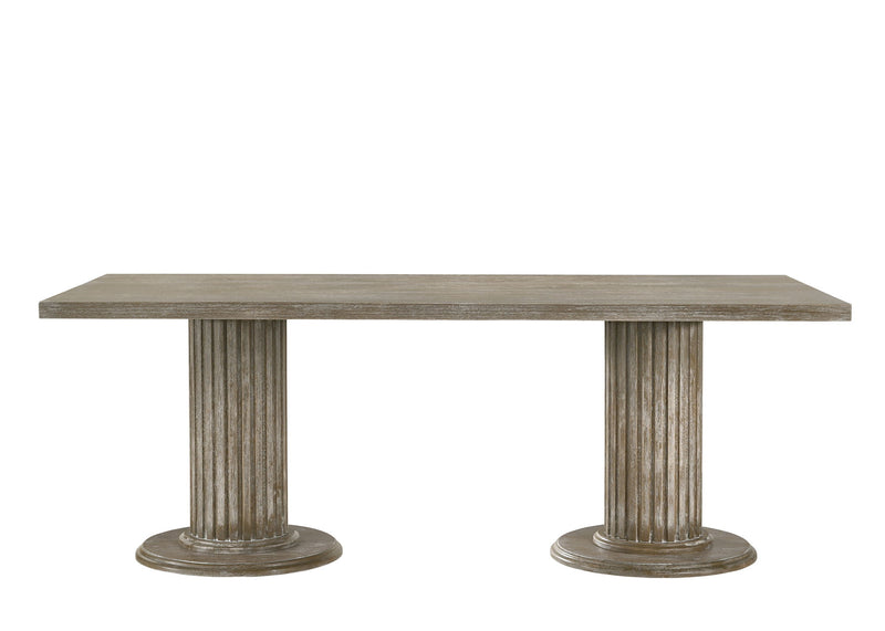 Gabrian - Juego de comedor de 7 piezas, madera recuperada - Beige / Gris