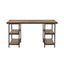 Industrial Style Metal Frame Accent Desk With Side Shelving - Gray
