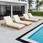 Premium Acacia Wood Lounge Chaise Set With Water Resistant Cushions, Adjustable Recline - Cream / Teak
