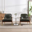 Mid - Century Accent Chair With Cushioned Seat, Brass Tipped Legs