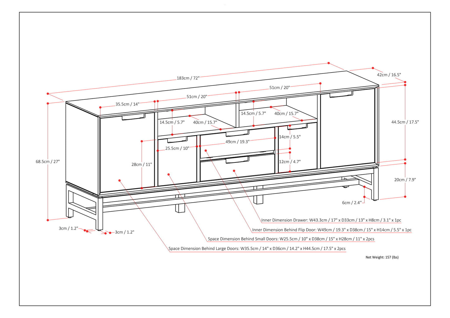 Banting - Wide TV Stand - Walnut Brown