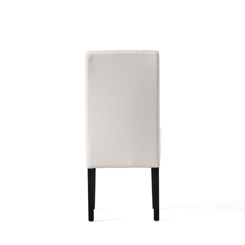Carter - Silla de comedor 5 Tuft con respaldo capitoné y patas color espresso - Marfil