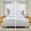 Hannah - Upholstered Wingback Bed Size / Tall Headboard Upholstered King Bed / Premium Textured Look / Minimalist Designs / No Box Spring Needed