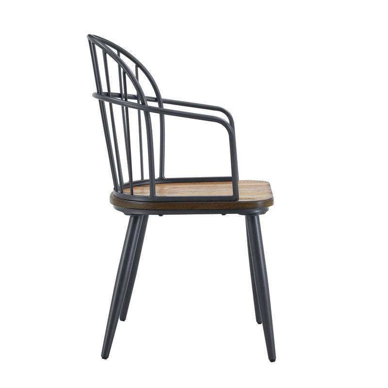 Silla de comedor industrial con patas de metal y abedul (Juego de 2) - Negro / Natural