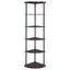 Corner Bookcase With 5 Shelves, Compact Design For Living Room - Cappuccino