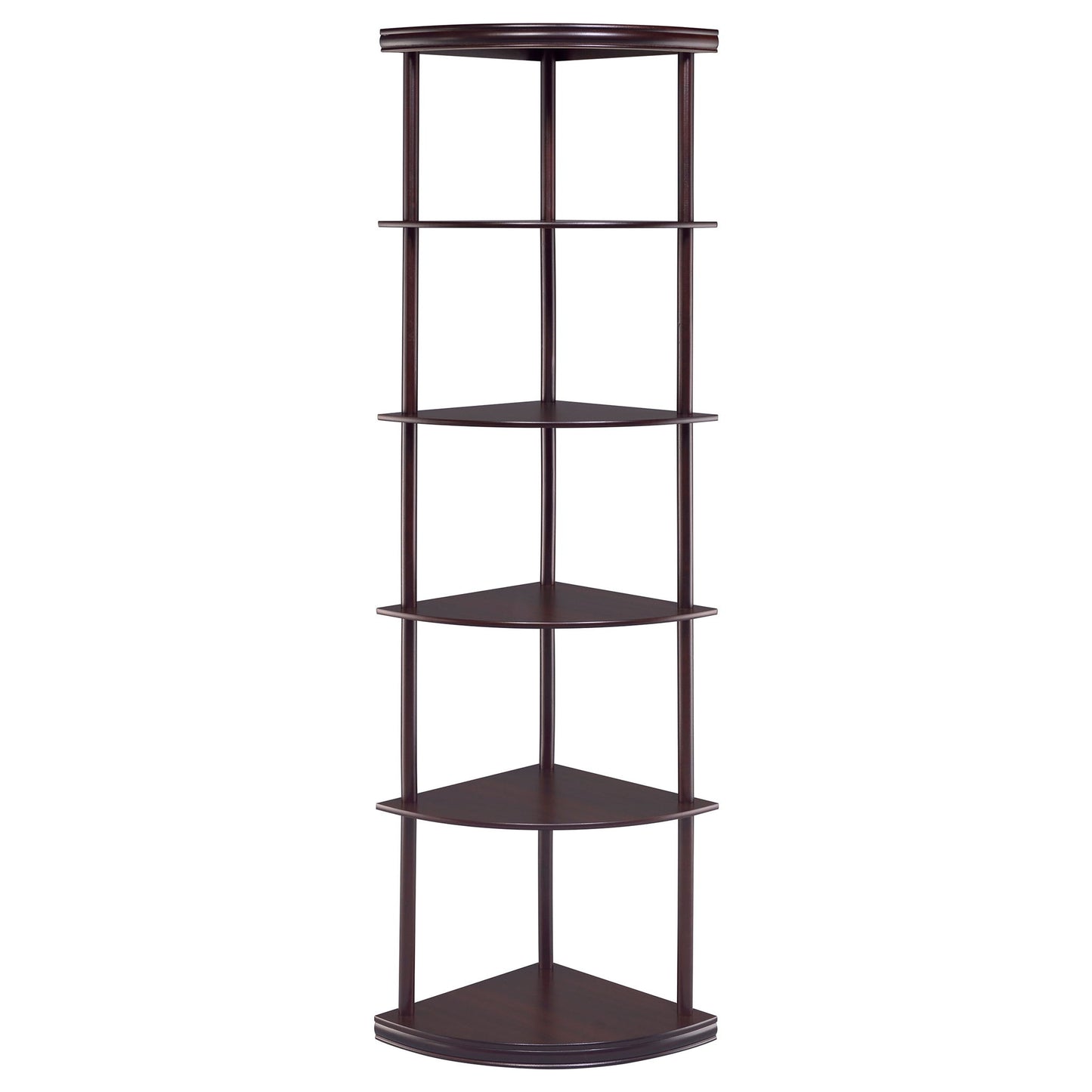 Corner Bookcase With 5 Shelves, Compact Design For Living Room - Cappuccino